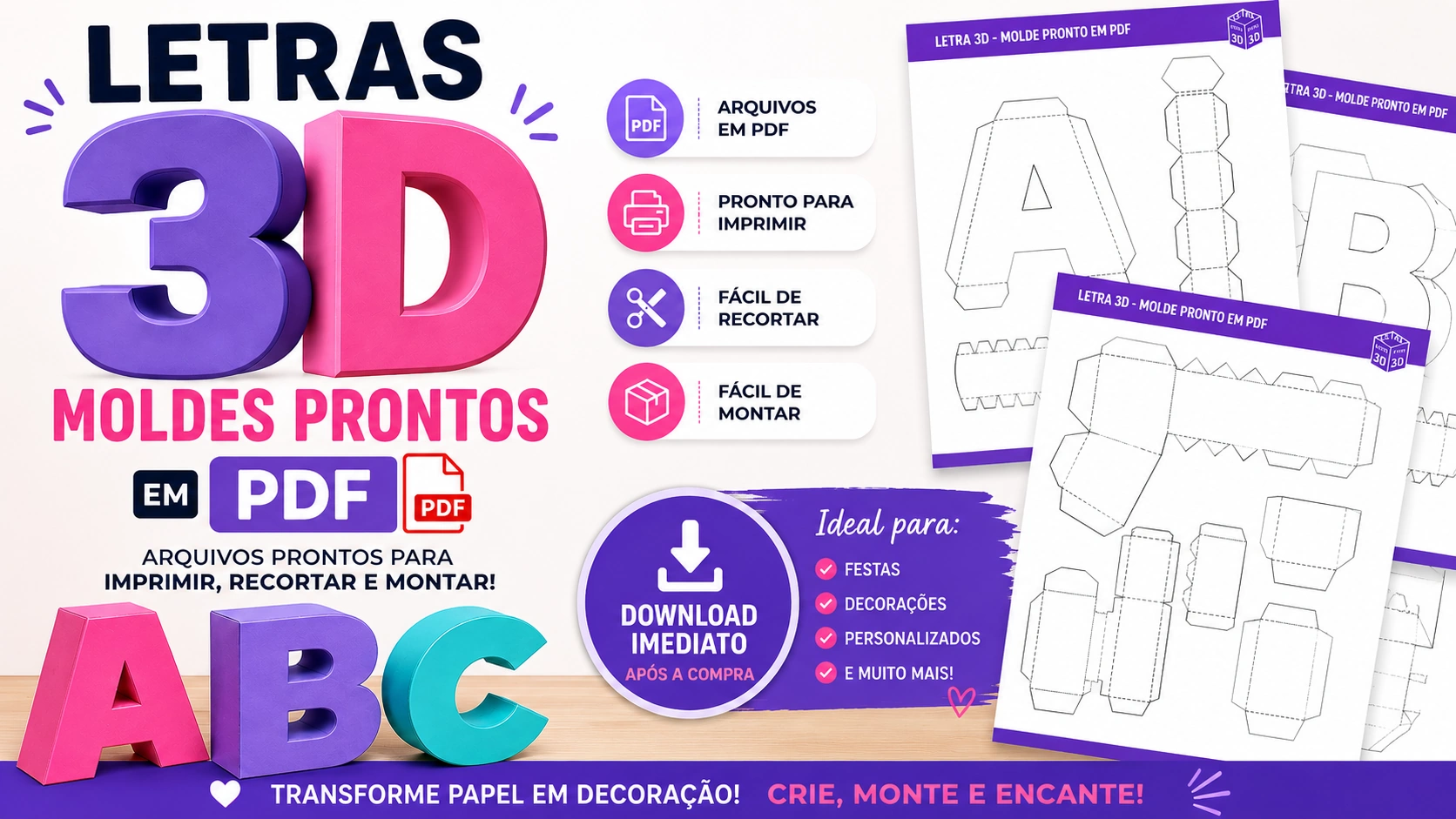 Letras 3D para Festas e Decoração