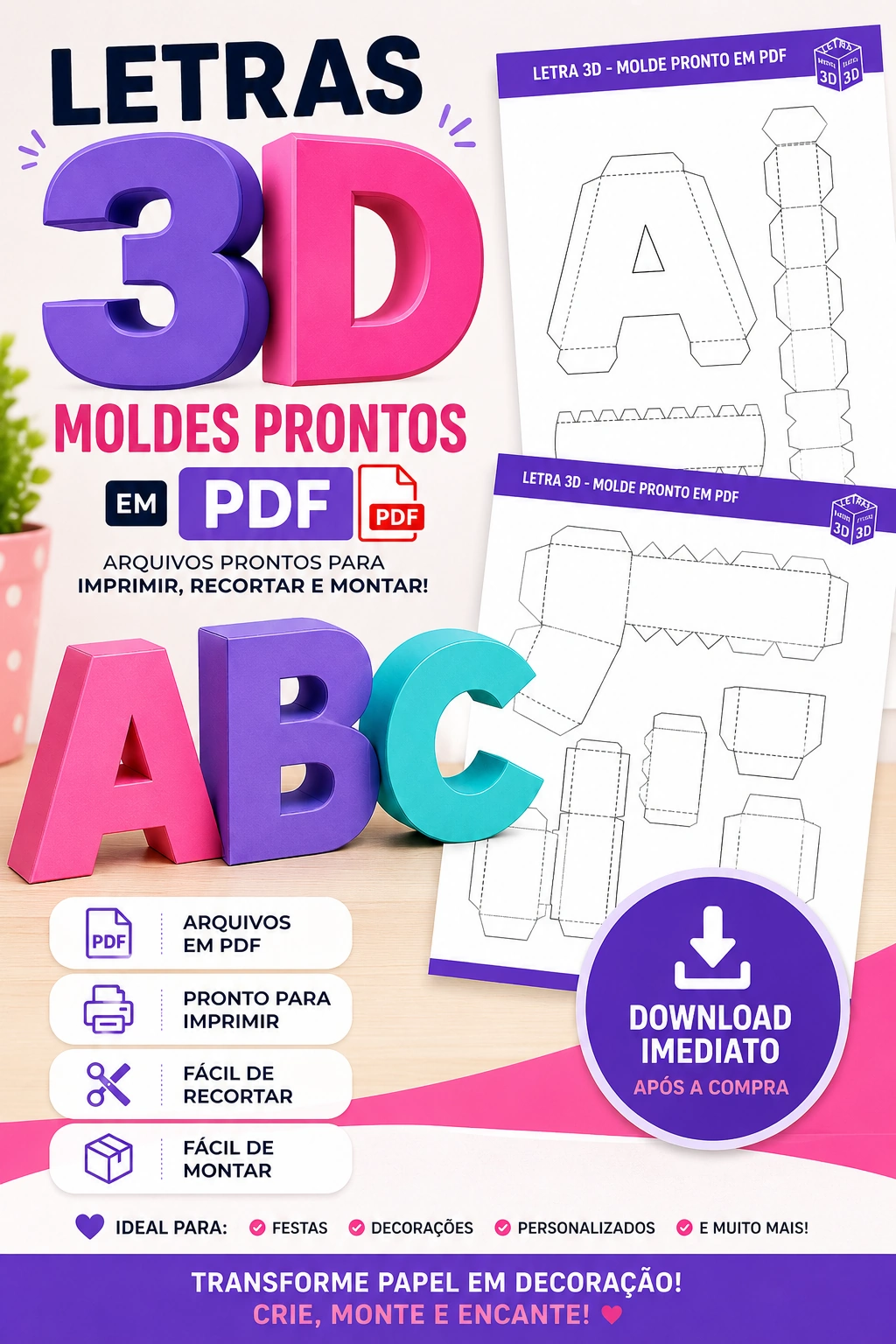 Letras 3D para Festas e Decoração